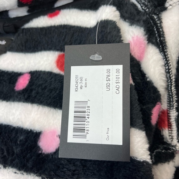 Kate Spade NY Polka Dot Striped Fleece Robe Size M - Picture 10 of 12